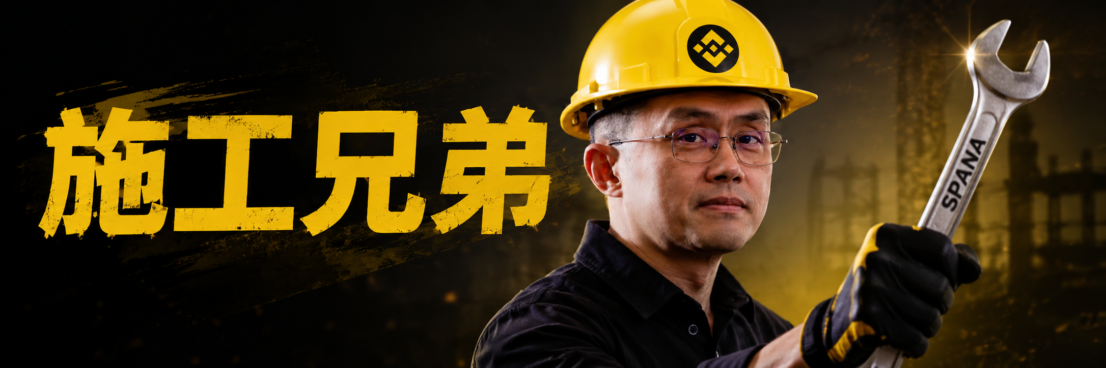 Builder Bro 施工兄弟 — hard hat on, wrench up